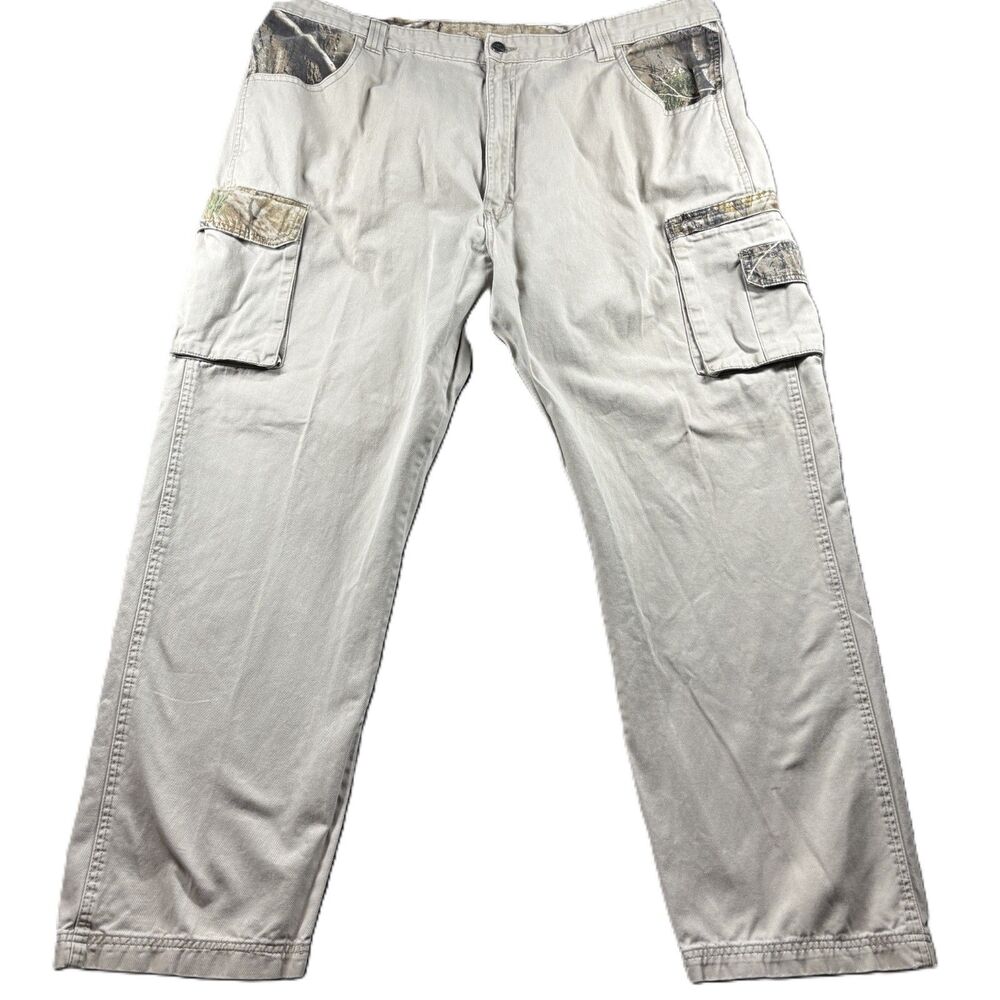 Wrangler Men Cargo Pants Chino Hunting Fishing Khaki Camouflage Trim 42x30 P155